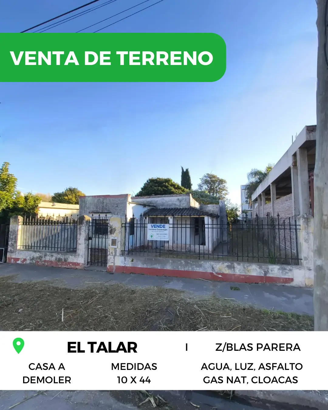 🏚️ VENTA de TERRENO C/CASA A DEMOLER - EL TALAR, PARANÁ 🪴
